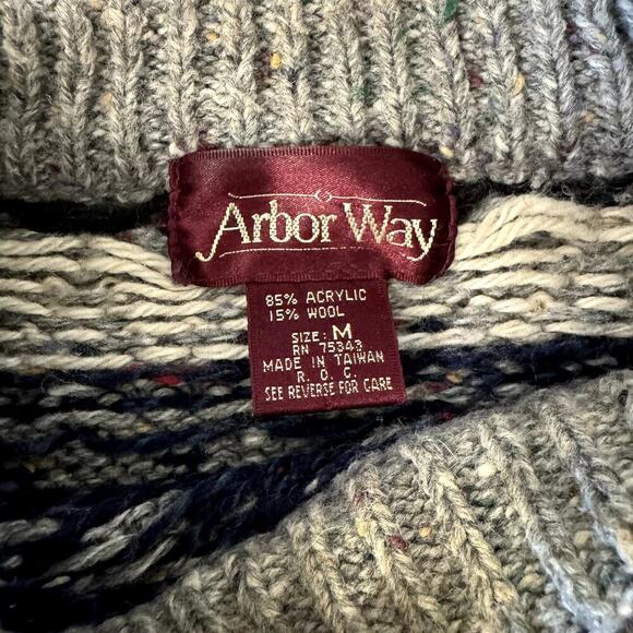 Vintage Arbor Way Wool Blend Men's Fair Isle Sweater Size Medium - Picture 5 of 5